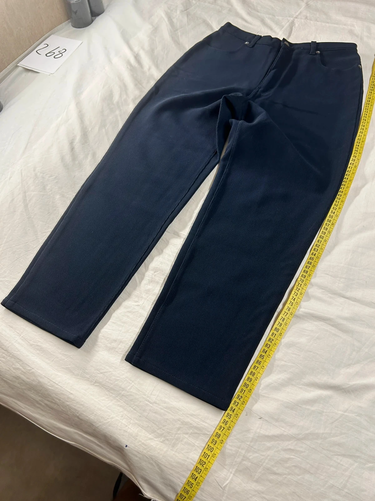 Pantalón ajustado azul marino ober style efecto acanalado talla 36 – photo 4
